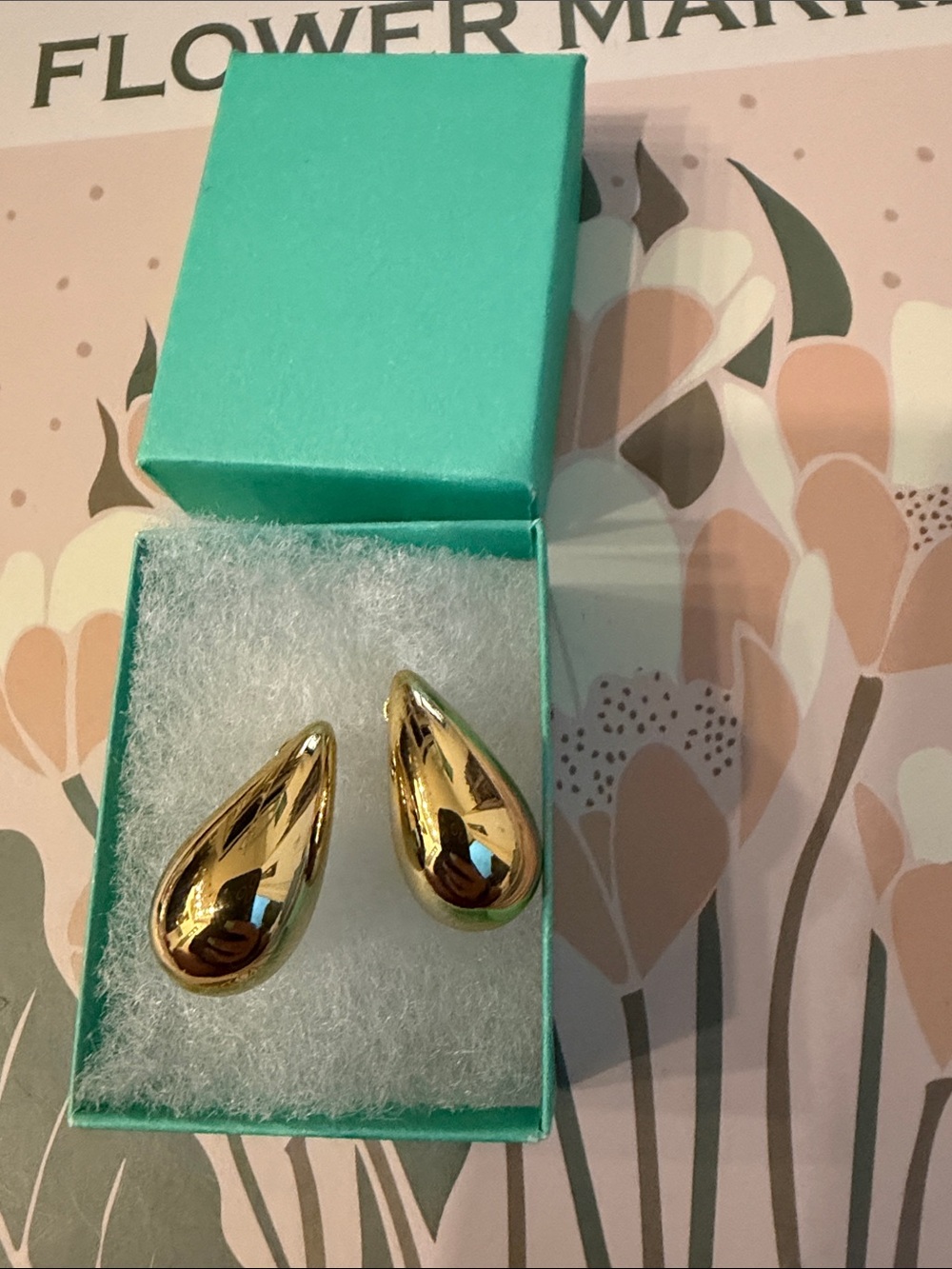 Non Tarnish Gold Teardrop Earrings